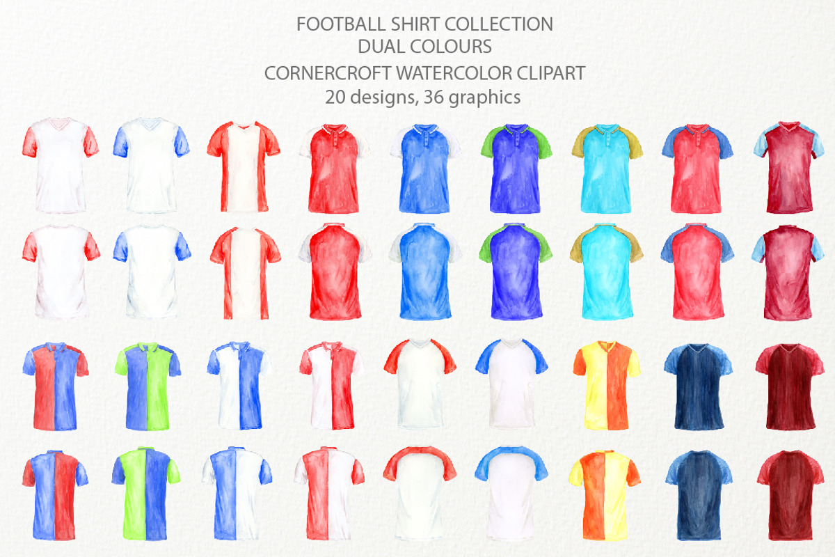 Watercolour football shirt 2 color, a Person Illustration by Corner Croft (Photo 2 of 6)