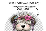 Whimsical Dogs Floral Clipart Spring, a Graphic by one-touch (Thumbnail 10 of 19)