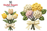 Crochet Flowers PNG Bundle, an Illustration by SinaCreation (Thumbnail 1 of 9)