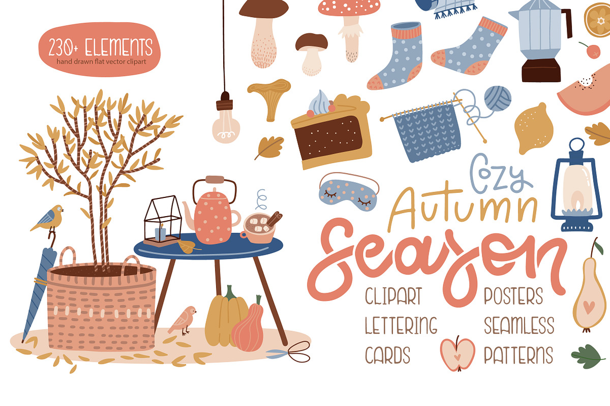 Cozy autumn: fall season graphic set, a Decorative Illustration by Lana Sham (Photo 1 of 14)