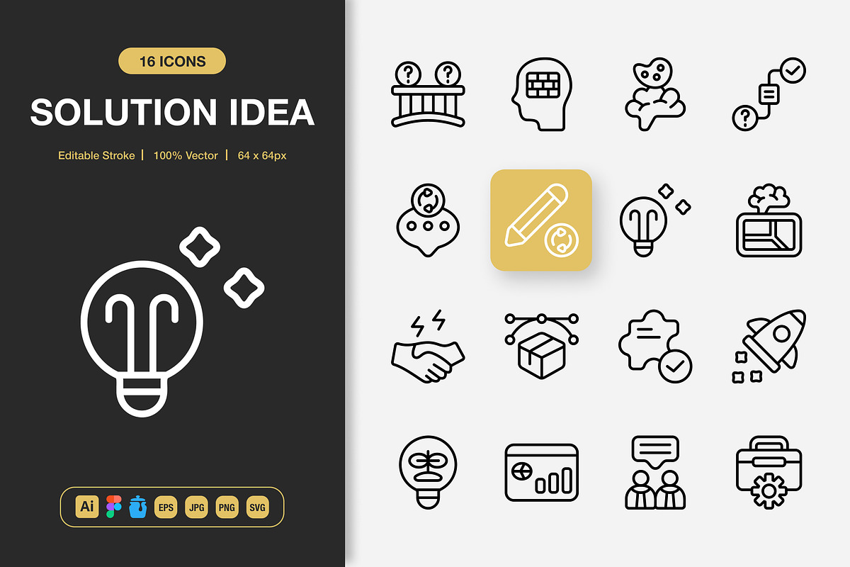 Solution Idea Icons, an Outline Icon by Spacepixel Creative
