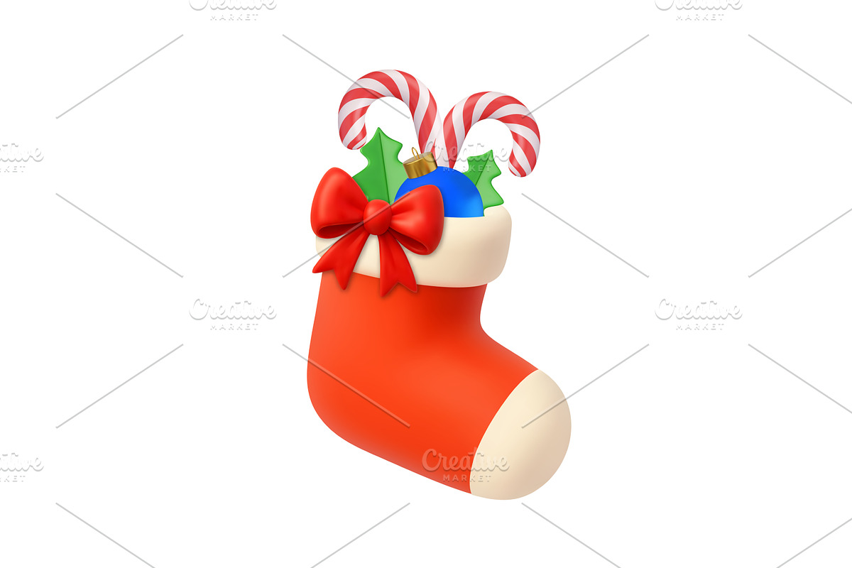 3d Christmas Stocking with Candy, an Object Illustration by ModVector