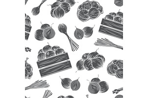 Onion seamless pattern, a Food Illustration by VictoriaSergeeva
