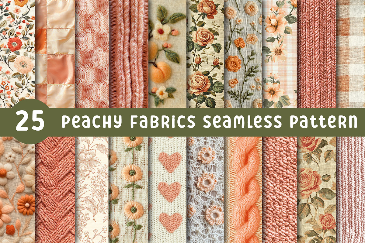 Peachy Fabrics Seamless Pattern, an Illustration by CreationArt (Photo 1 of 5)