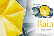 Watercolor Rain Clipart Set, a Seasonal Illustration by ArtCreationsDesign (Thumbnail 8 of 12)