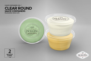 Clear Round Sauce Containers Mockup