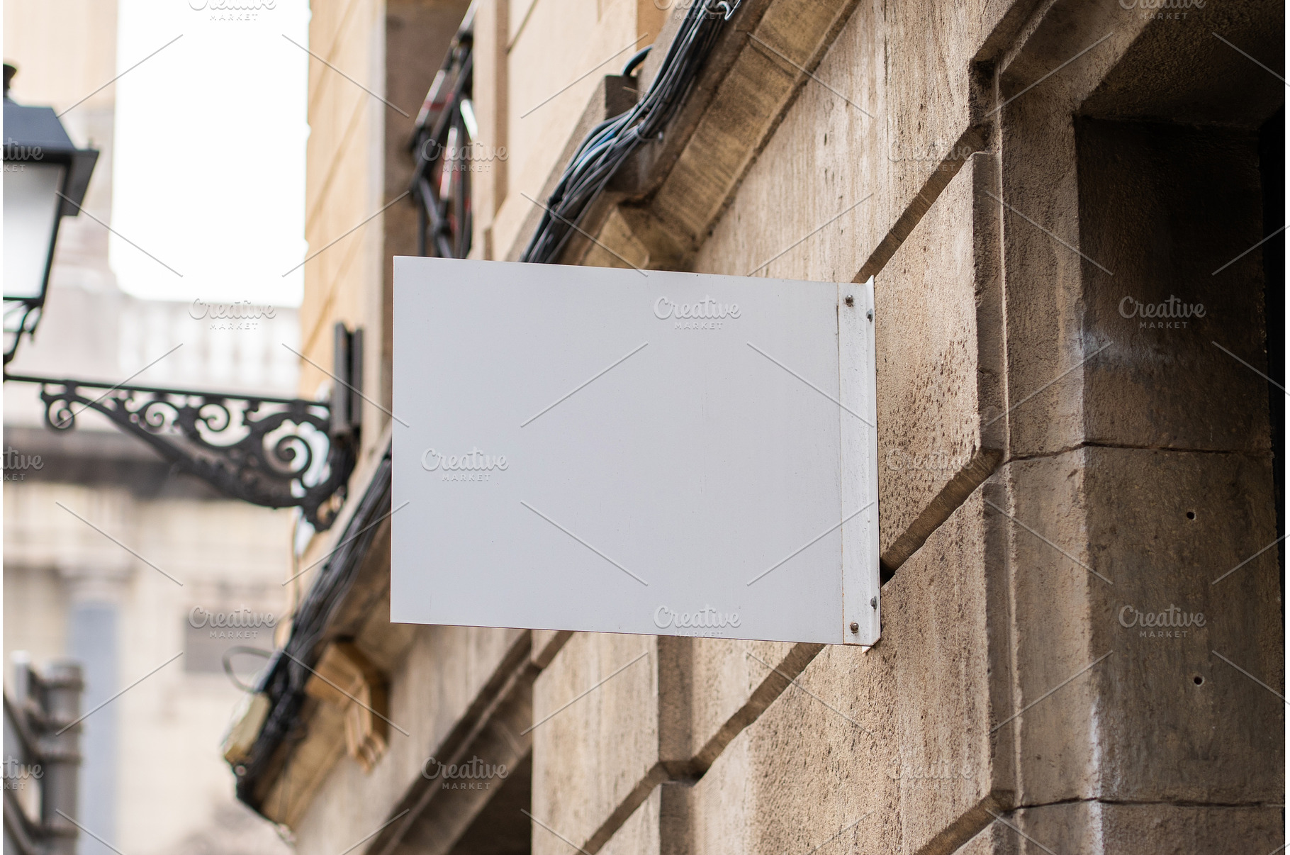 Blank rectangular storefront sign, an Architecture Photo by volodymyrshtun13795