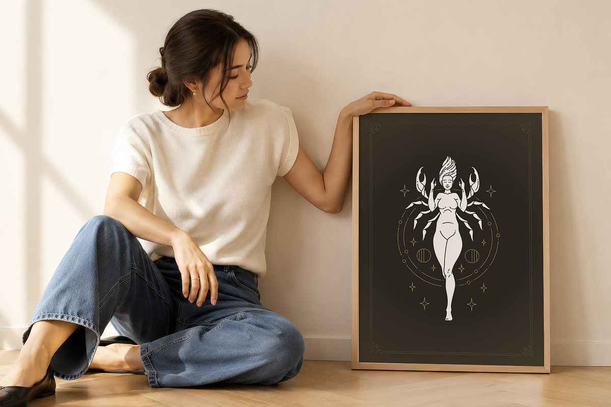 Cancer Zodiac Wall Art, a Person Illustration by Vasya Kobelev (Photo 7 of 7)