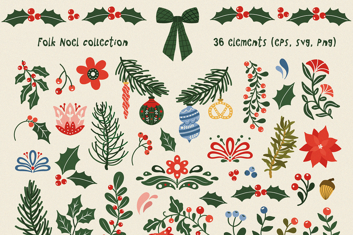 Christmas Folk Art graphic set, a Seasonal Illustration by Madiwaso (Photo 7 of 13)