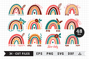 Boho Rainbow Cut Files, Clipart, an Object Graphic by ClipartMuchLove (Thumbnail 2 of 7)