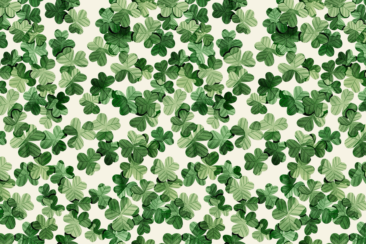 10 Shamrocks and a Seamless Pattern, an Object Illustration by Helga Wigandt (Photo 2 of 6)