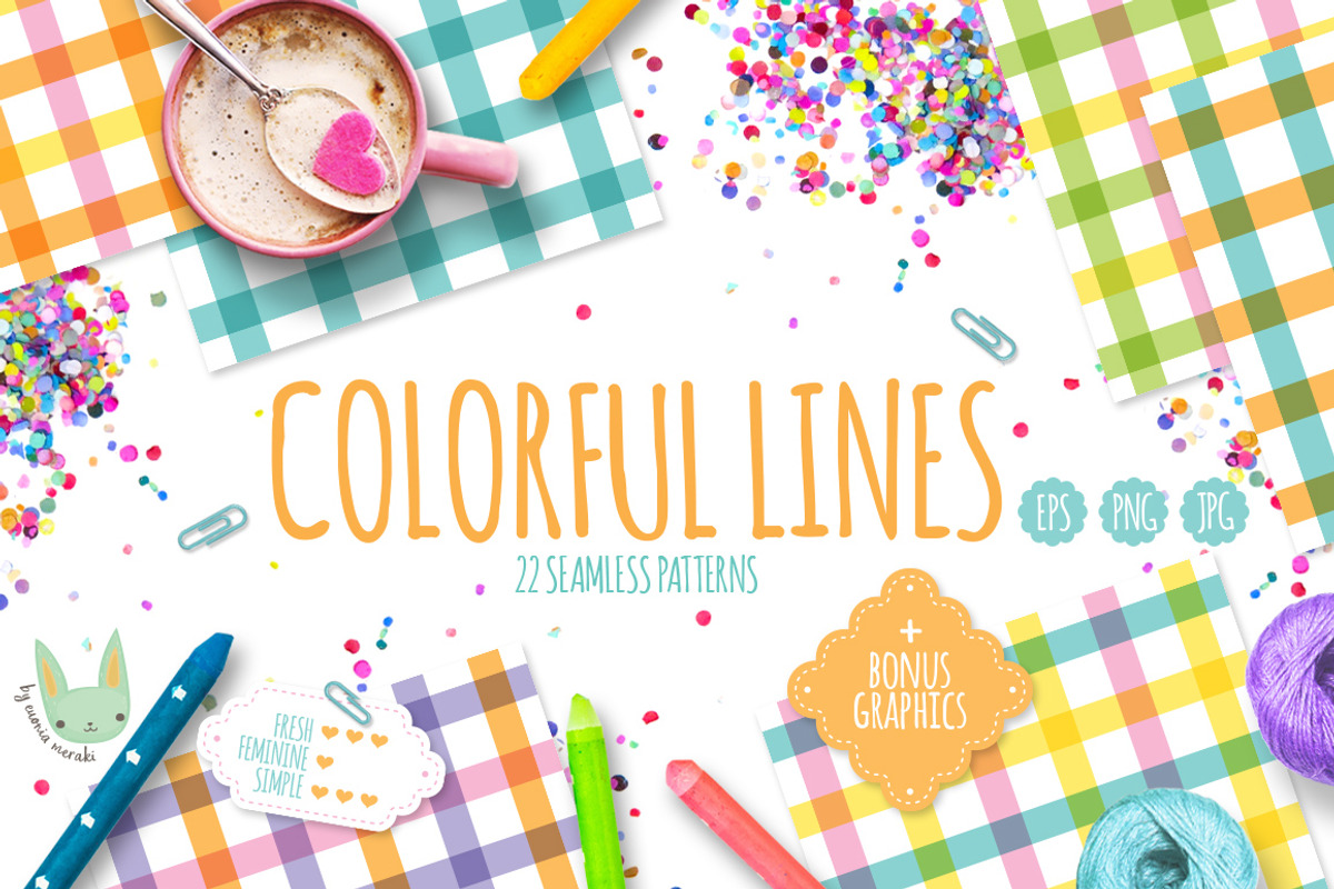 Colorful Lines - Seamless Patterns, a Pattern Graphic by Euonia Meraki (Photo 1 of 5)