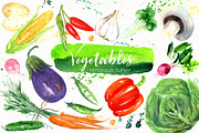 Vegetables. Watercolor clipart., an Illustration by LABFcreations (Thumbnail 1 of 11)