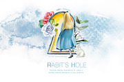 Watercolor Rabit's Hole Clipart Set, a Person Illustration by ArtCreationsDesign (Thumbnail 2 of 14)