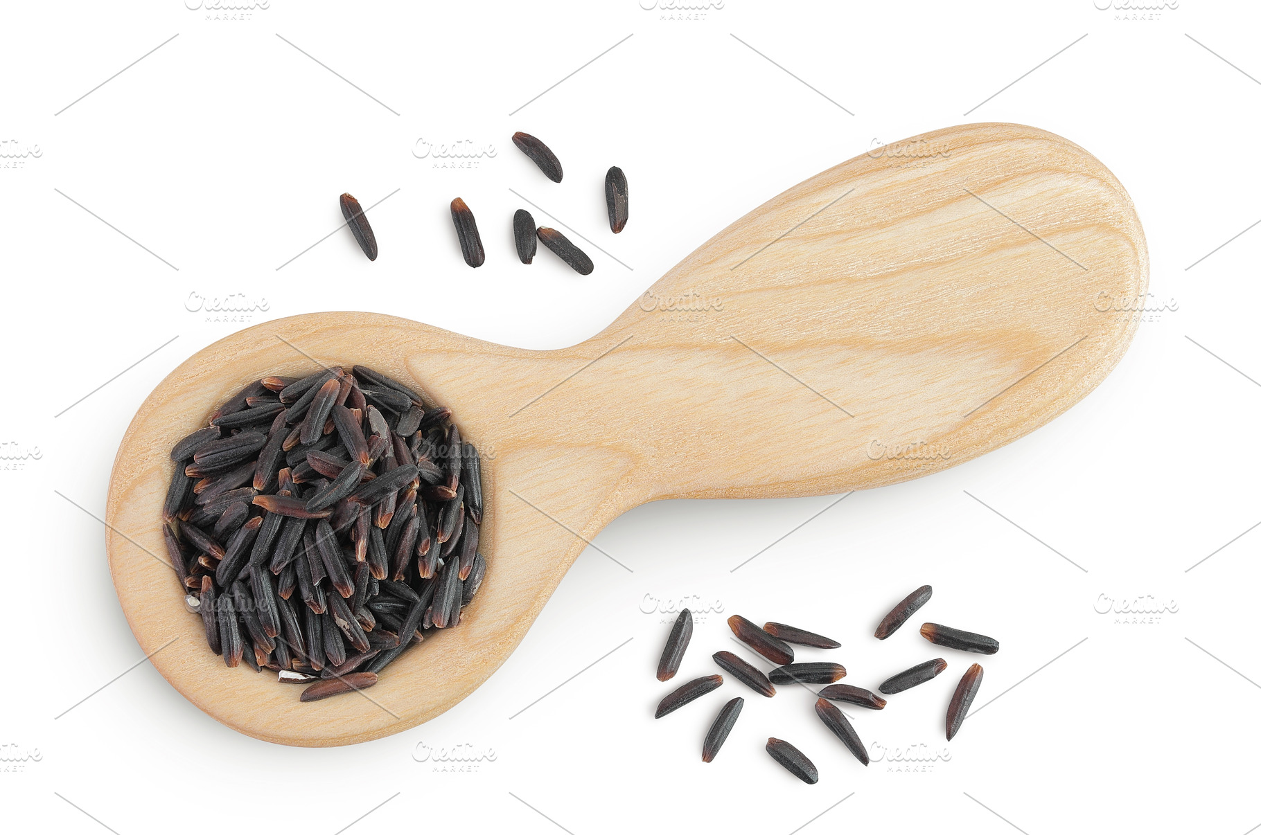 Black rice in a wooden spoon, a Food & Drink Photo by NataPhoto