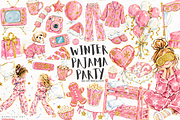 Winter Pajama Party Clipart, a Seasonal Illustration by Markicha Art (Thumbnail 1 of 6)