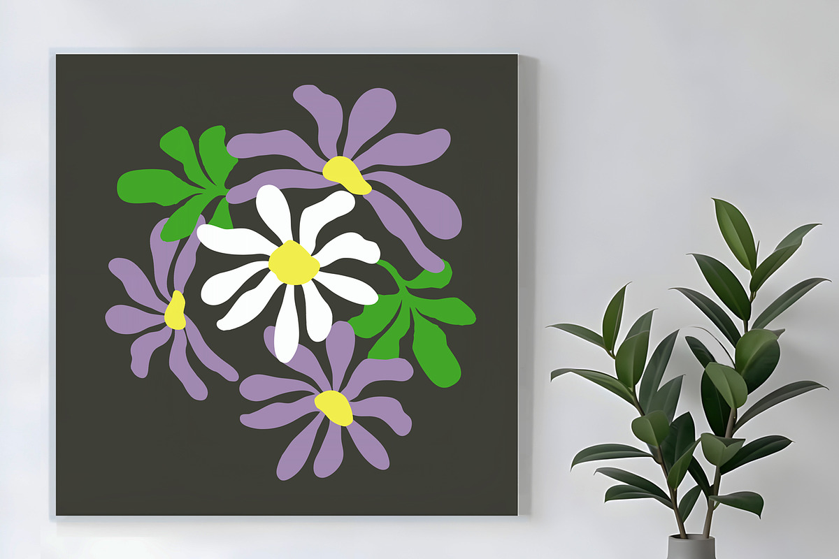 Daisies in Purple and White, a Decorative Illustration by Sharon Schwalbe (Photo 1 of 7)
