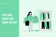 Cute Girl Ready for Work Vector, a Work Illustration by Partikusi Design (Thumbnail 1 of 3)
