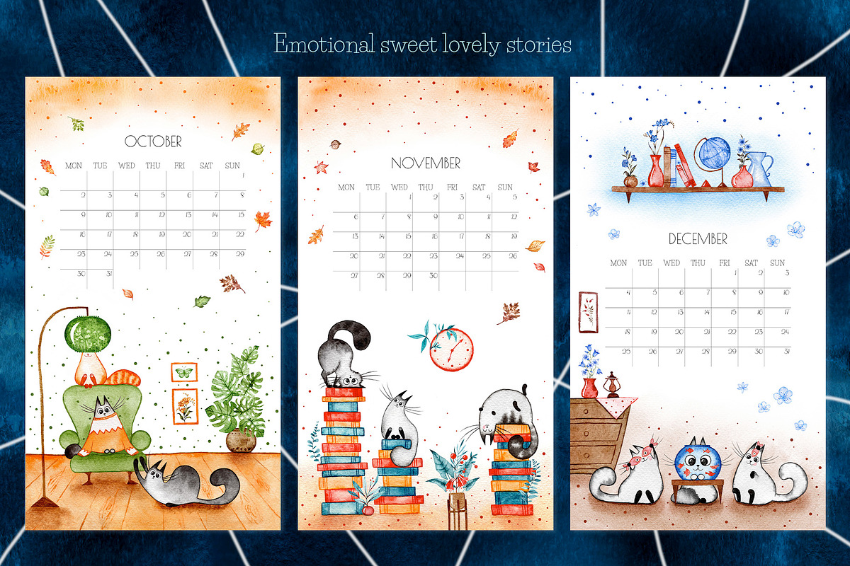 Watercolor Cat Calendar 2023, an Animal Illustration by BetterCallLiubka (Photo 5 of 5)