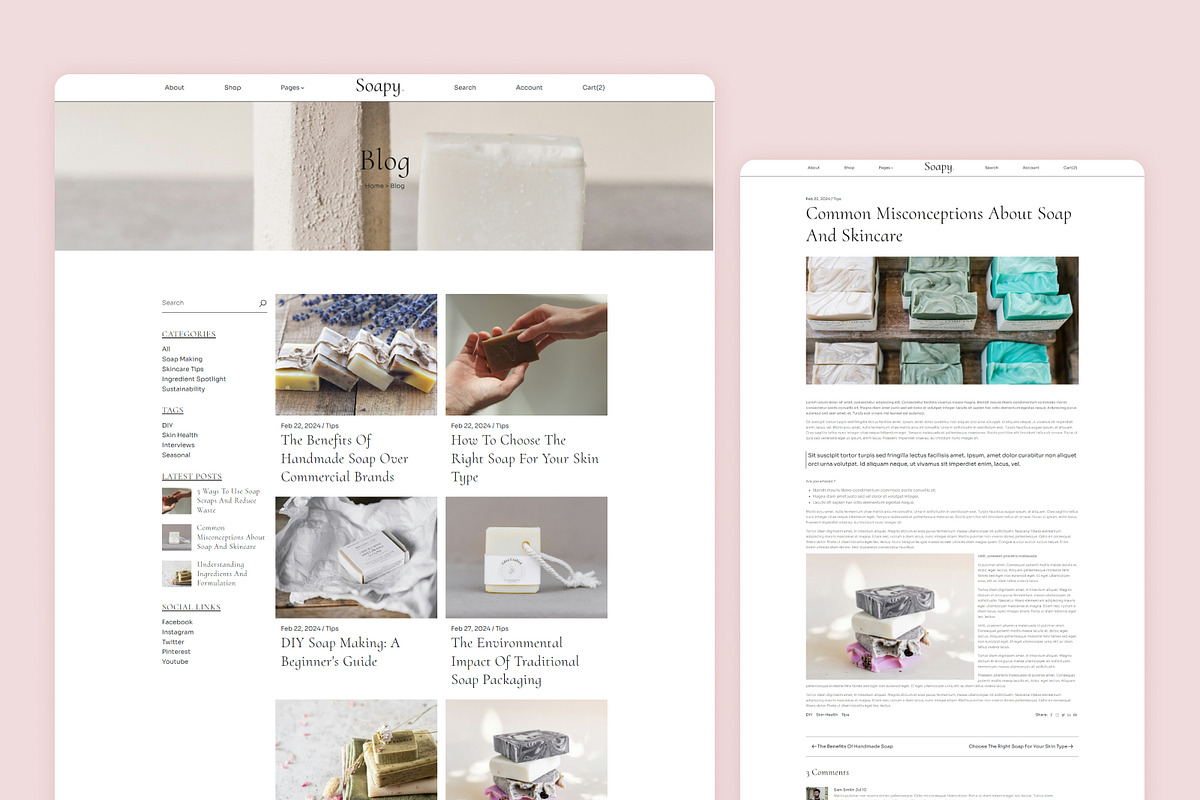 Soapy - Handmade Soap HTML Template, a HTML Template by TemplatesJungle