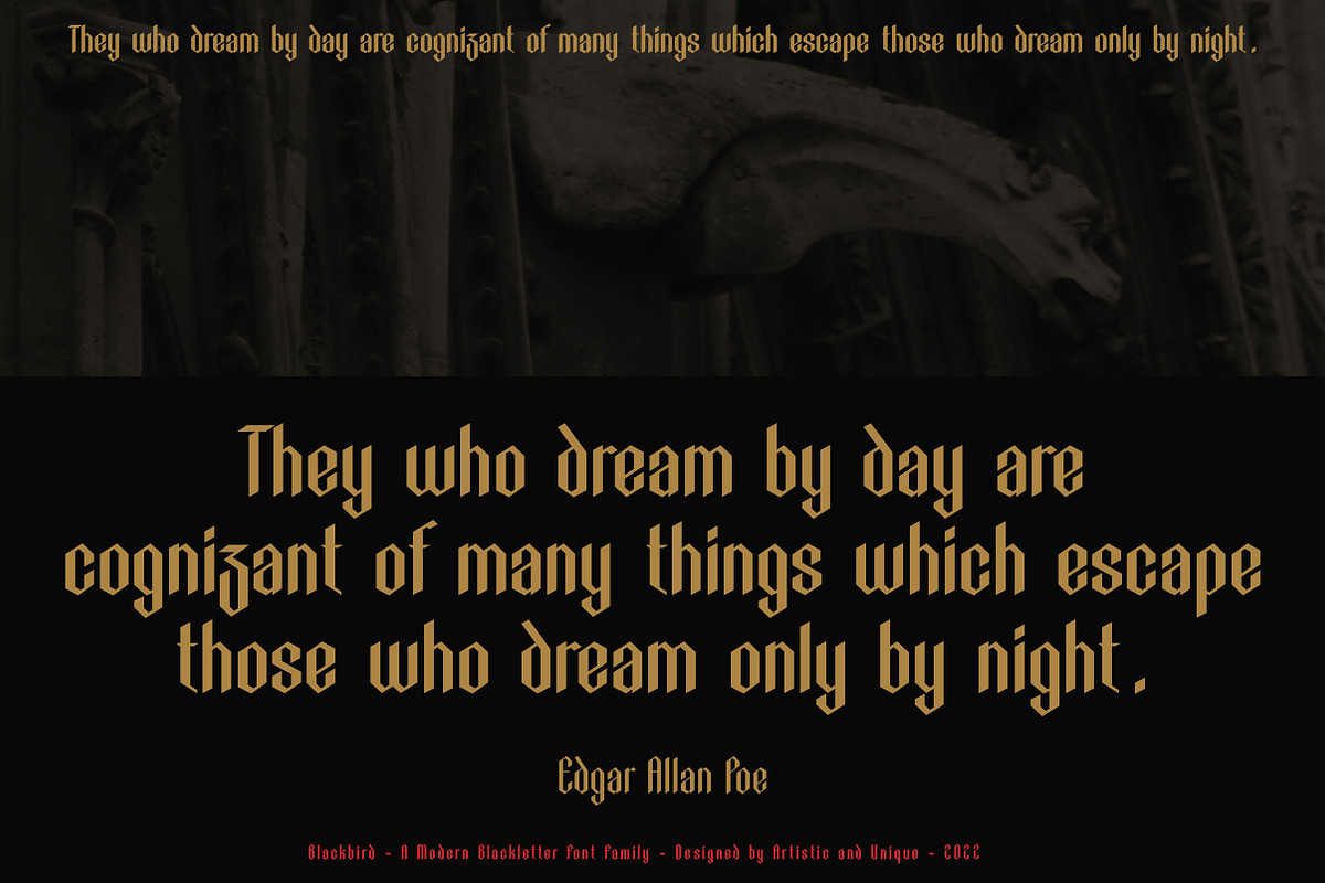 Blackbird - Blackletter font family, a Blackletter Font by Artistic & Unique (Photo 5 of 16)
