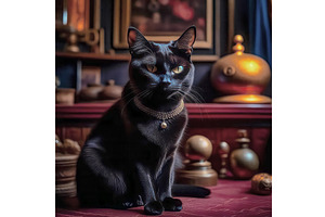 A magical black cat tells fortunes, a Person Illustration by TatsianaSalauyova