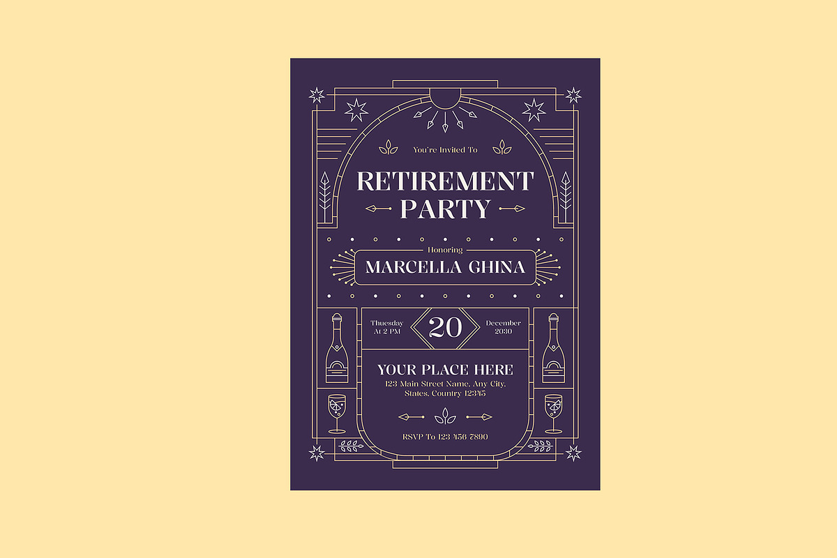 Retirement Party Invitation Art Deco, a Card Template by Neermana (Photo 3 of 4)