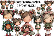 Cute Christmas Girl Clipart, an Illustration by DreamArtGraphic (Thumbnail 1 of 5)