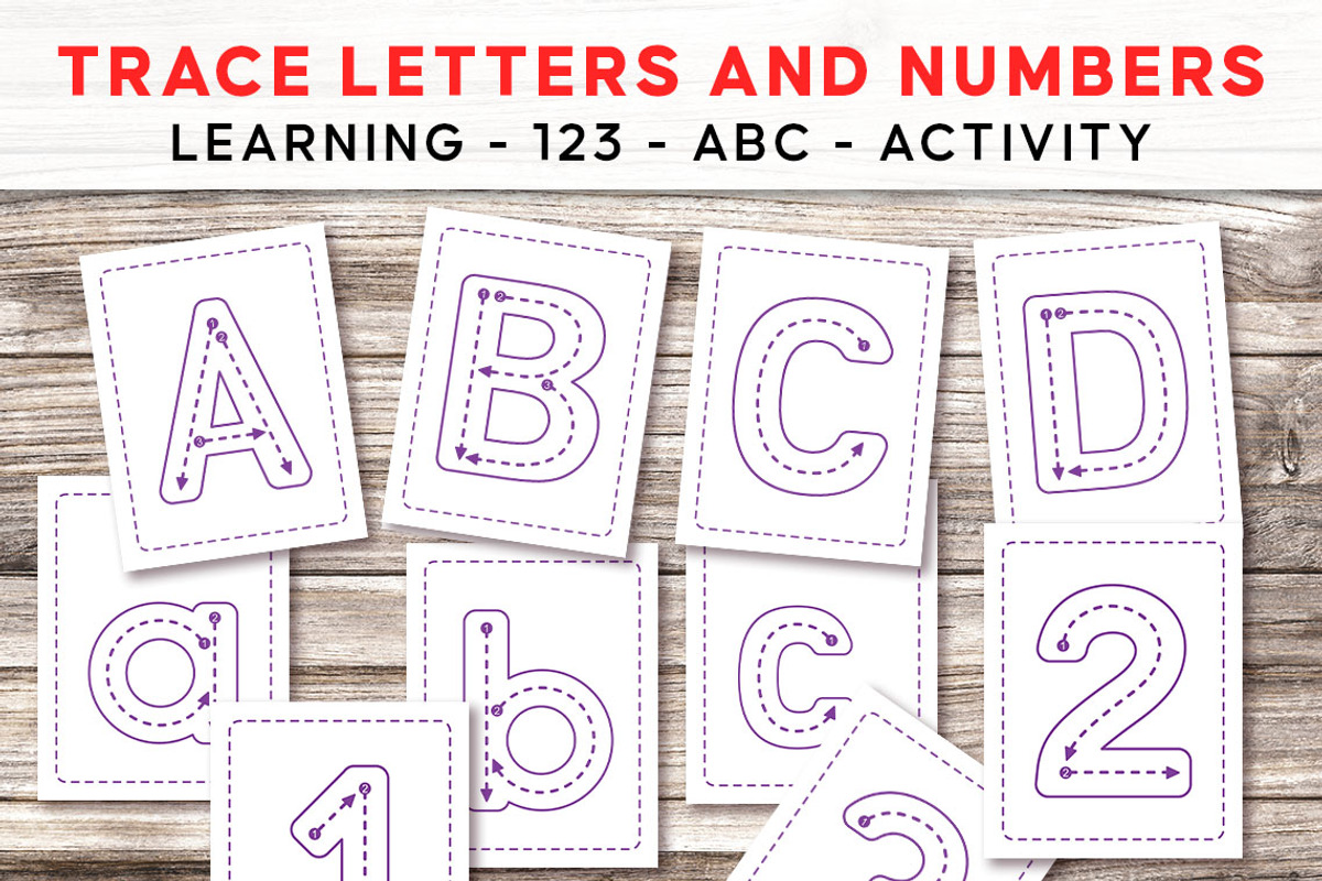 Trace Letters and Numbers Worksheets, a Stationery Template by Graphicsnext (Photo 1 of 6)
