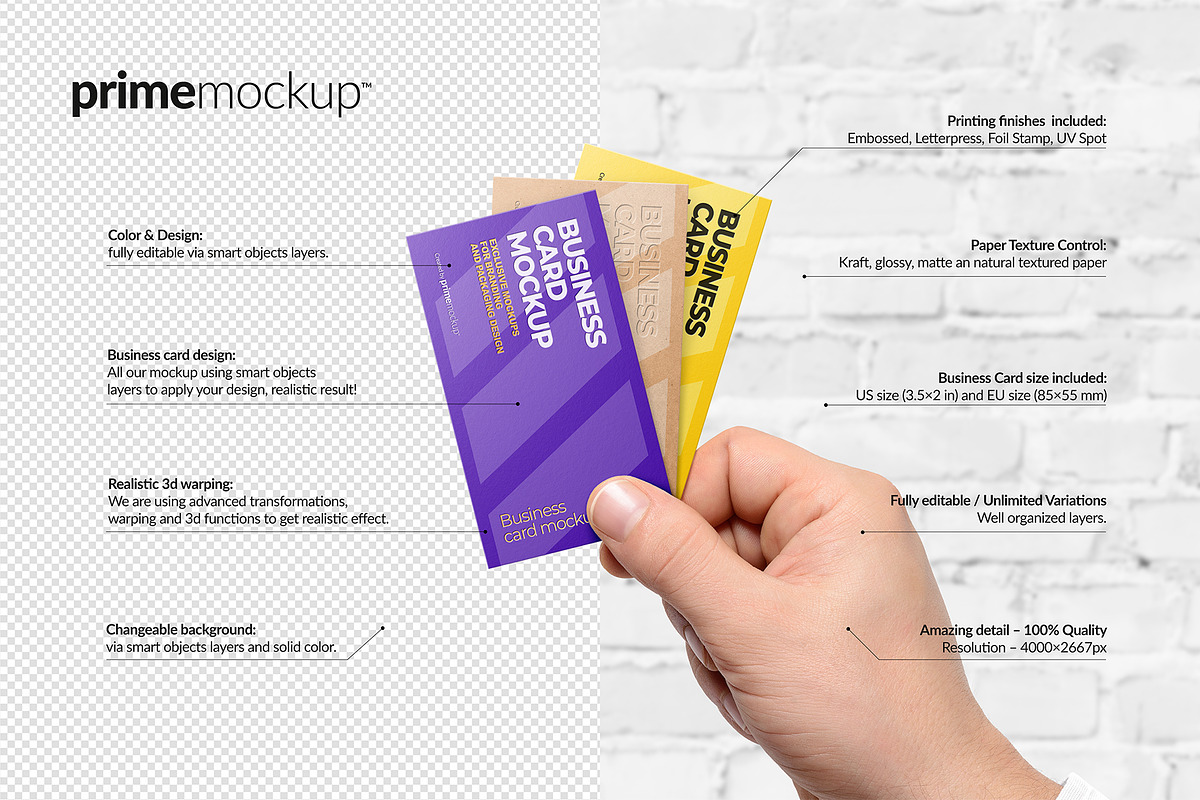 Business Card in a hand Mockup, a Print Template by PrimeMockup (Photo 5 of 12)