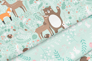 Forest Friends Clipart And Pattern