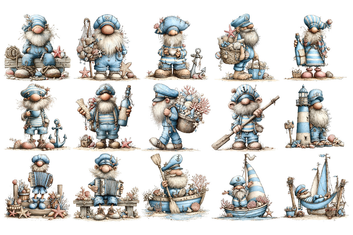 Whimsical Old Sailor PNG Clipart, a Person Illustration by Nicolle's Colorful Art (Photo 2 of 4)