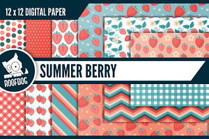 Summer Strawberry Digital Paper