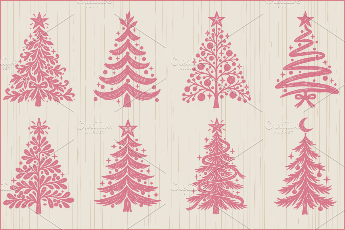Pastel Christmas Trees PNG Bundle, a Decorative Illustration by Ink Gallery (Photo 1 of 12)