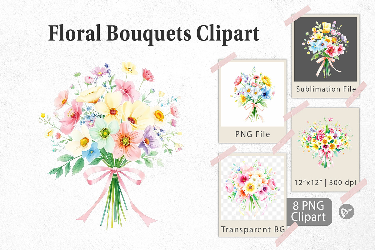 Floral Bouquets Clipart, a Graphic by Artnoy (Photo 1 of 5)