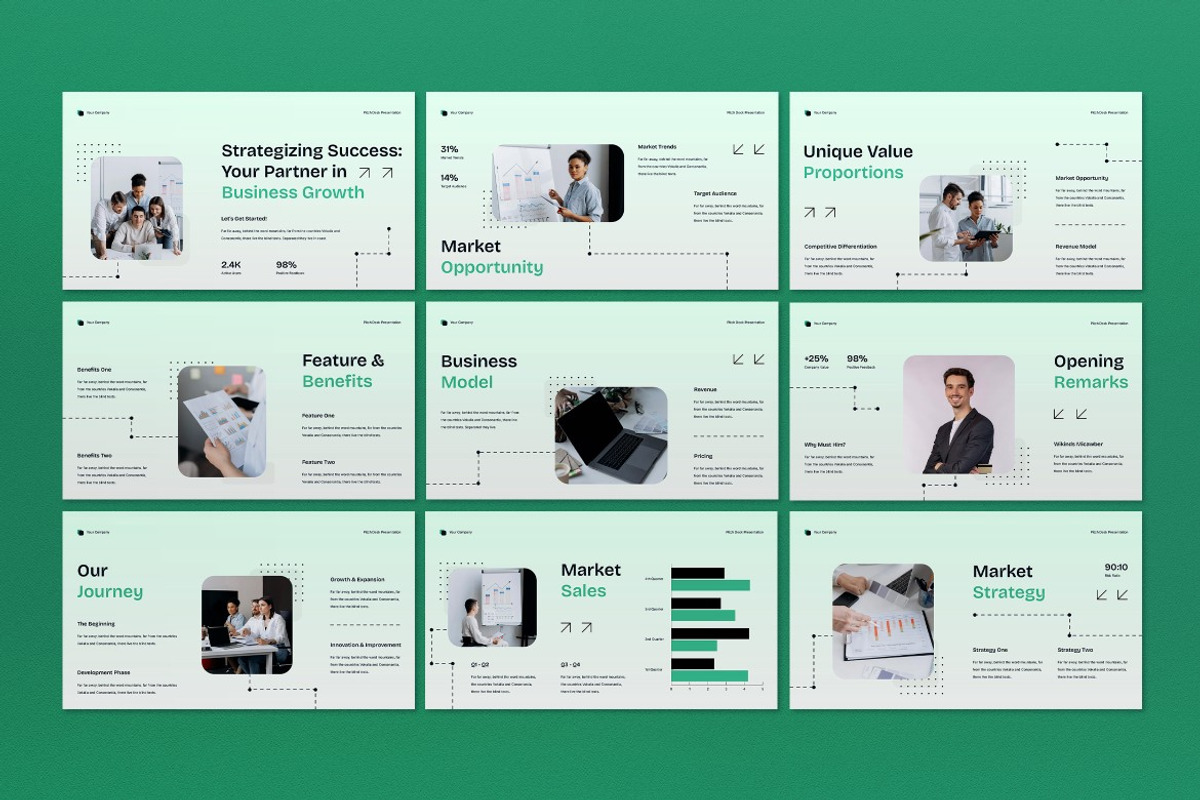 White Green Pitch Deck Google Slide, a Presentation Template by graphicook (Photo 2 of 4)