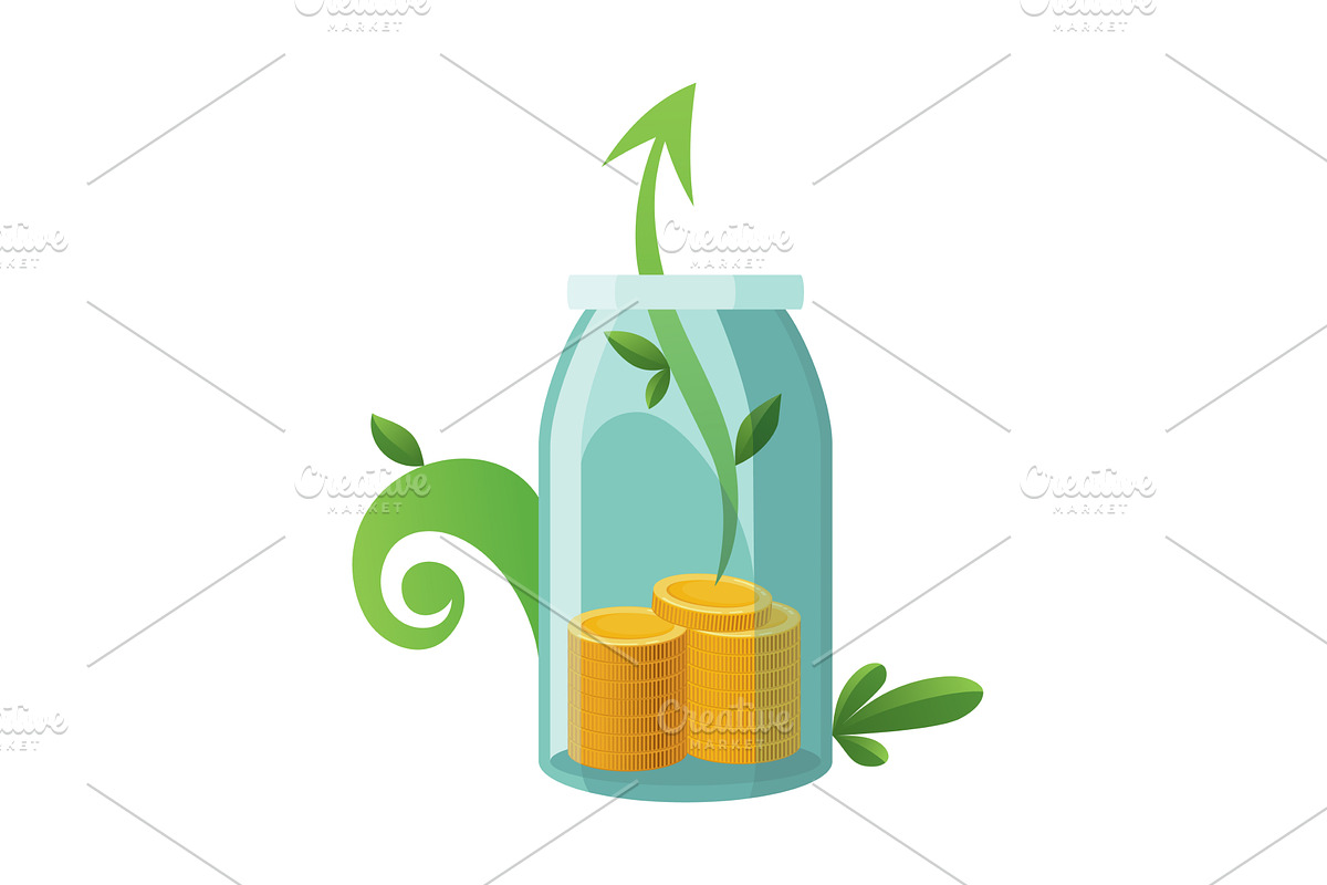 Investing bottle money, icon, a Finance Illustration by Things for designers