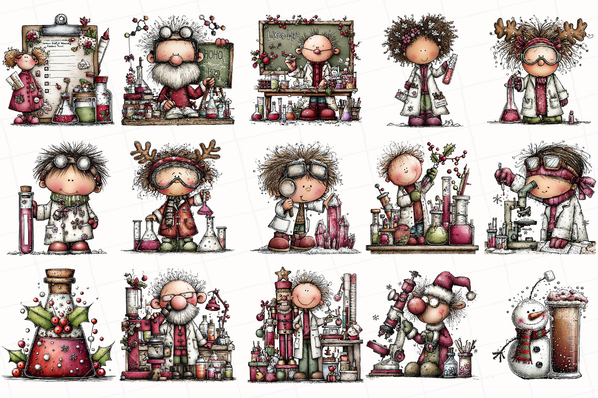 Whimsical Christmas Lab Clipart, an Illustration by OK Design (Photo 3 of 6)