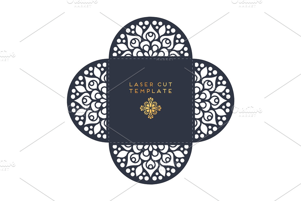 Vector wedding card laser cut template. Vintage decorative elements, an Invitation Template by Tori Shen