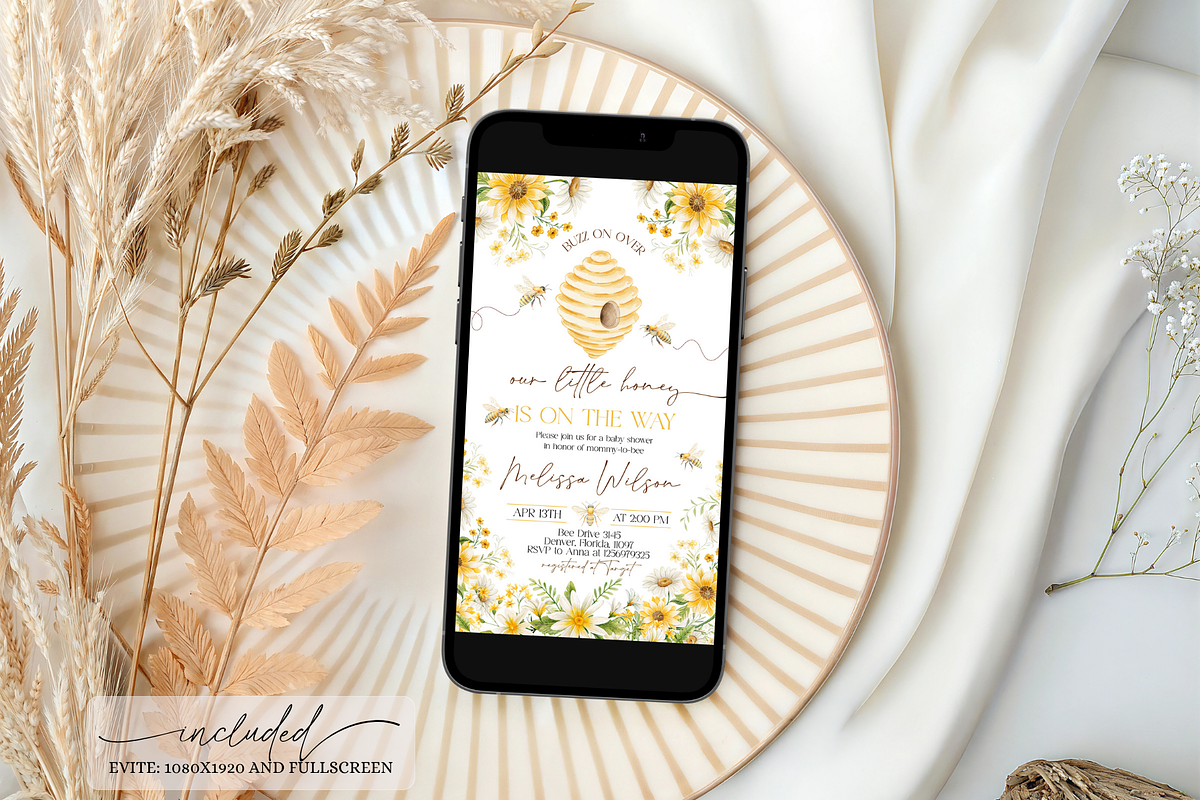 Honey Bee Baby Shower Stationery Set, a Templates & Theme by VeliusCreativeStudio (Photo 3 of 6)