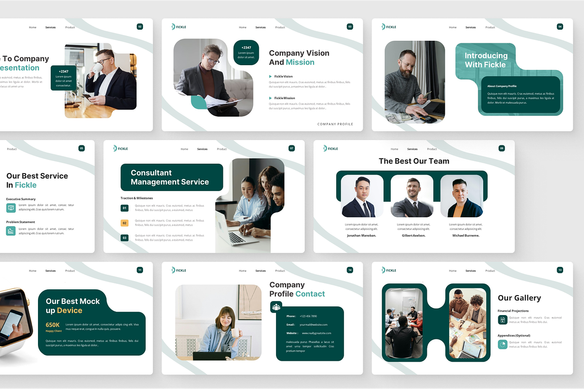 Fickle - Company Profile Powerpoint, a Presentation Template by SquidPixey (Photo 3 of 6)