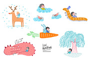 Little girl reading Collection 03, an Animal Illustration by Irene Loal (Thumbnail 1 of 7)