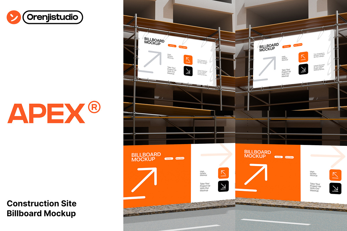 Construction Site Billboard Mockup, a Product Mockup by orenjidesign (Photo 1 of 8)