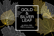 Gold and silver skeleton leaves, an Object Graphic by ekmelica (Thumbnail 1 of 6)