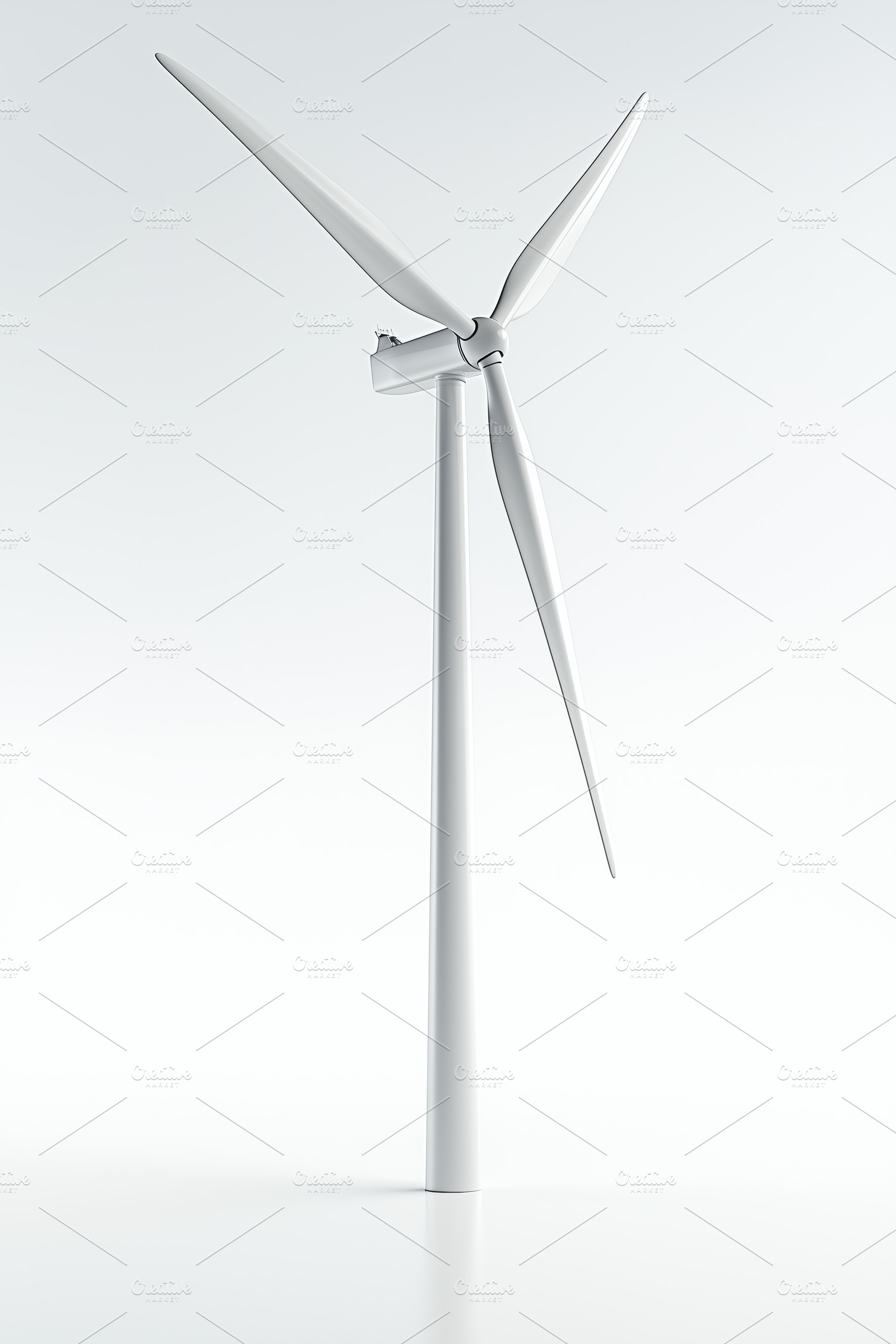 A modern wind turbine with three blades, set against a minimalistic white backg, a Technology Photo by Textures & Backgrounds