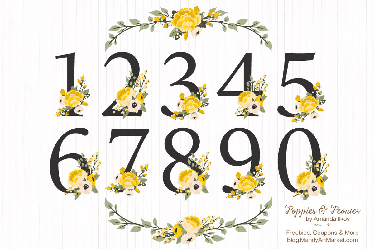 Sunshine Yellow Floral Numbers, an Illustration by Amanda Ilkov (Photo 1 of 5)