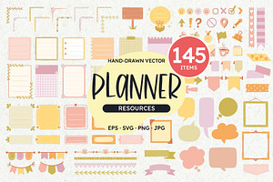 Stationery Set For Digital Planners, a Decorative Illustration by insemar