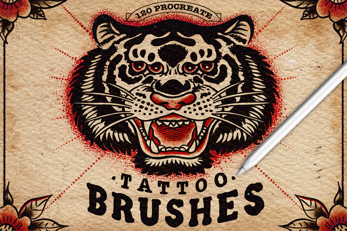 120 Procreate Tattoo Brushes, a Brush Add-On by Nuclear Brushes (Photo 1 of 10)