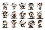 Graduation Animals Clipart PNG Set, an Animal Illustration by Nicolle's Colorful Art (Thumbnail 2 of 4)