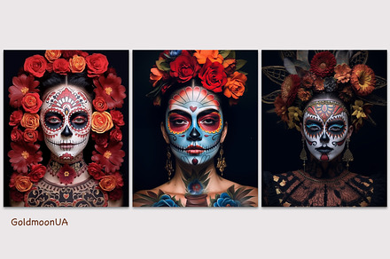3 Day of the Dead illustrations ai, a Holiday Photo by GoldmoonUA
